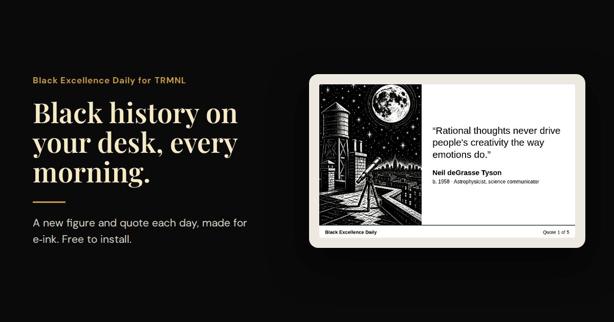 banner for black history on desk with e-ink
